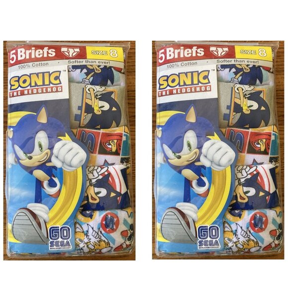 2 pk Child SONIC the Hedgehog Cotton Briefs 10 Pair Size 8 Tagless Underwear NIP - Picture 1 of 2